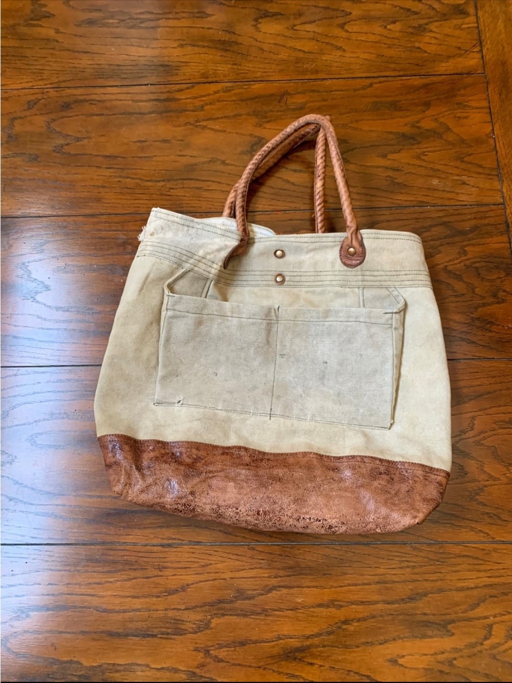 Mona B Canvas leather Tote Bag 1934  Vintage Style  Shoulder Bag